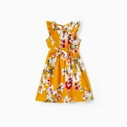 PATPAT Girls Dresses Mommy and Me Vacation Outfits Black Red Floral Halter Dress Beach Maxi Sleeveless Casual Summer Dresses for Girls,S-XL