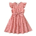 PatPat Girls Dresses Polka Dots Button Design Flutter Sleeveless with Belt Princess Dress Sizes