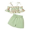 PatPat Girls Floral Short Set 2 Pieces Smocked Slip Top and Drawstring
