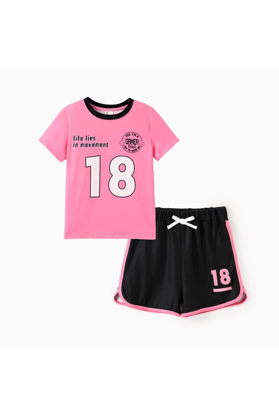 Girls Outfit Set Graphic Short Sleeve T-Shirt and Shorts 2 Piece Set Casual Kids Clothes Activewear Sizes 4-12Y