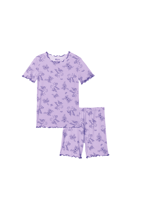 Girls Pajamas Toddler Clothes Viscose from Bamboo Kids 2-Piece Pj Set Gifts Short Sleeve Tops Pants Snug Sleepwear Sizes 4-12Y
