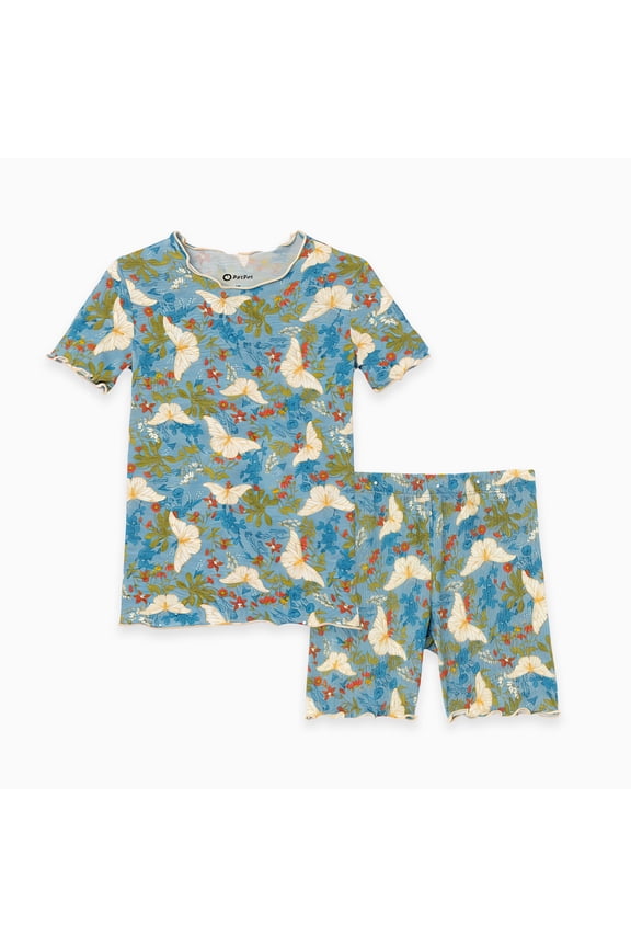 Girls Pajamas Toddler Clothes Viscose from Bamboo Kids 2-Piece Pj Set Gifts Short Sleeve Tops Pants Snug Sleepwear Sizes 4-12Y