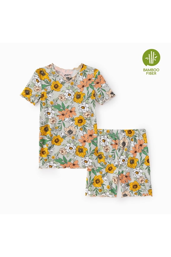 Girls Pajamas Toddler Clothes Viscose from Bamboo Kids 2-Piece Pj Set Gifts Short Sleeve Tops Pants Snug Sleepwear Sizes 4-12Y