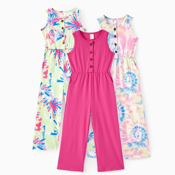 PatPat Girls Pants Sleeveless Wide Leg Jumpsuit Casual One Piece Romper 6-7 Years