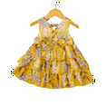 thumbnail image 1 of PatPat Girls Summer Dress Toddler Girl Floral Dresses Chiffon Layered Princess Sundress, Yellow,3 Years, 1 of 7