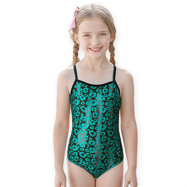 PatPat Girls Swimsuit Allover Camouflage Print Tight Hanging Strap Basic Tankinis Sizes 5-12