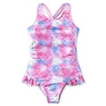 thumbnail image 1 of PatPat Girls Tankinis Fish Scale Graphic Crossover Straps Ruffled One Piece Bathing Suit Sizes 5-12, 1 of 6