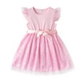 thumbnail image 1 of PatPat Girls Wedding Dress Ribbed Flutter Sleeve Mesh Dress Size 5-12, 1 of 6