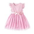 thumbnail image 1 of PatPat Girls Wedding Dress Ribbed Flutter Sleeve Mesh Dress Size 5-12, 1 of 6