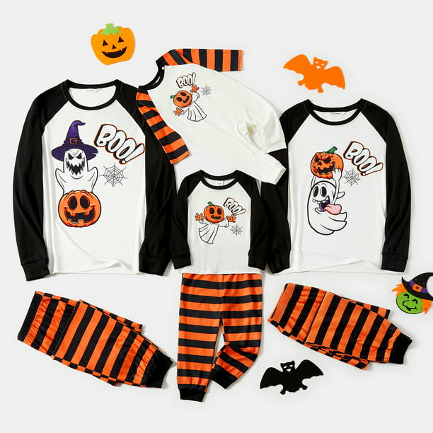 PatPat Halloween Family Matching Raglan-sleeve Pumpkin Ghost & Letter ...