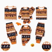 PatPat Halloween Pajamas for Women Family Matching Ghost Pumpkin 2 Piece Long Sleeve Loungewear Pajamas Set Costumes Black Womens M