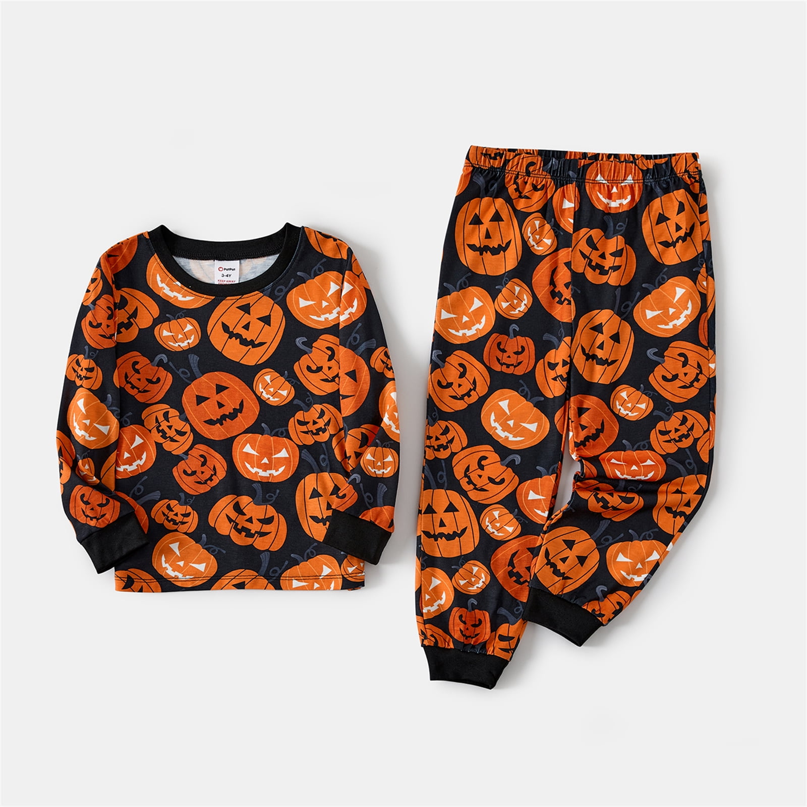 PatPat Halloween Pajamas Family Matching Pajamas Allover Orange JackO