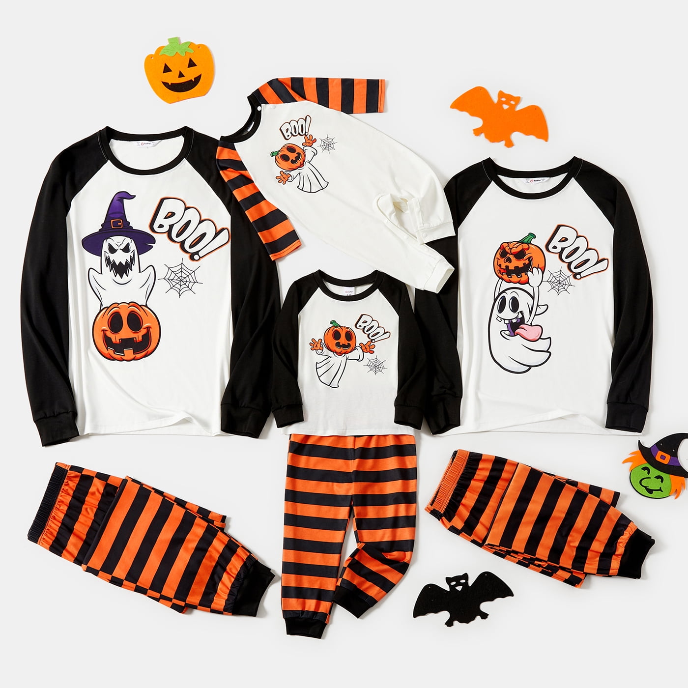 PatPat Halloween Pajamas Family Matching Raglansleeve Pumpkin Ghost