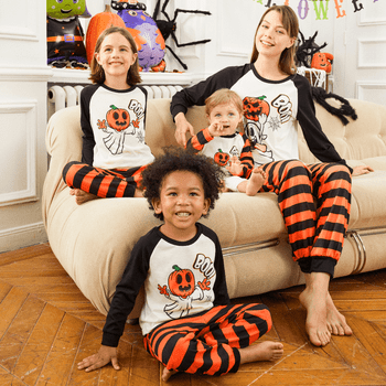 PatPat Womens Pajamas Halloween Pajamas Family Matching Raglan-sleeve Pumpkin Ghost & Letter Print Striped Pajamas for Women Set Women L