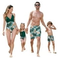 thumbnail image 1 of PatPat Women One Piece Swimsuits High Waist V Neck Tropical Plants Family Matching Bathing Suit Set, Dark Green, Mom XL, 1 of 6