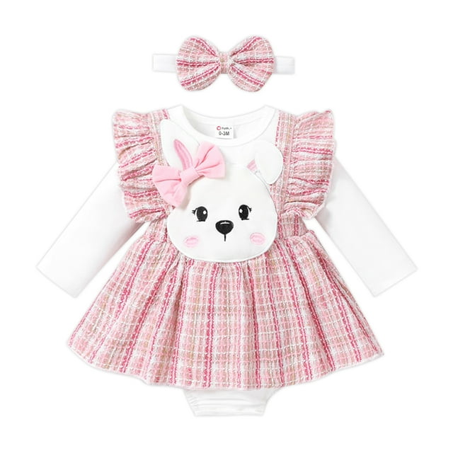 PatPat Infant Childlike Rabbit Cute Medium Bodysuit Set for Baby Girl