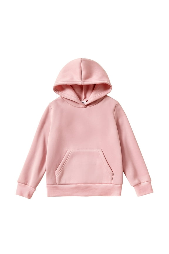 Kid Boys Girls Hoodies Pullover Fleece Solid Color Sweatshirt with Pocket Top Size 4-14
