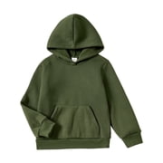 PatPat Kid Boys Girls Hoodies Pullover Fleece Solid Color Sweatshirt with Pocket Top Size 4-14