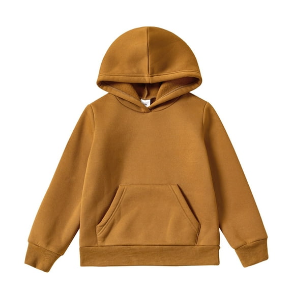 PatPat Kid Boys Girls Hoodies Pullover Fleece Solid Color Sweatshirt with Pocket Top Size 4-14