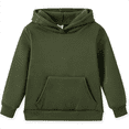 thumbnail image 1 of PatPat Kid Boys Girls Hoodies Pullover Fleece Solid Color Sweatshirt with Pocket Top Size 4-14, 1 of 8