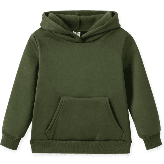 PatPat Kid Boys Girls Hoodies Pullover Fleece Solid Color Sweatshirt with Pocket Top Size 4-14