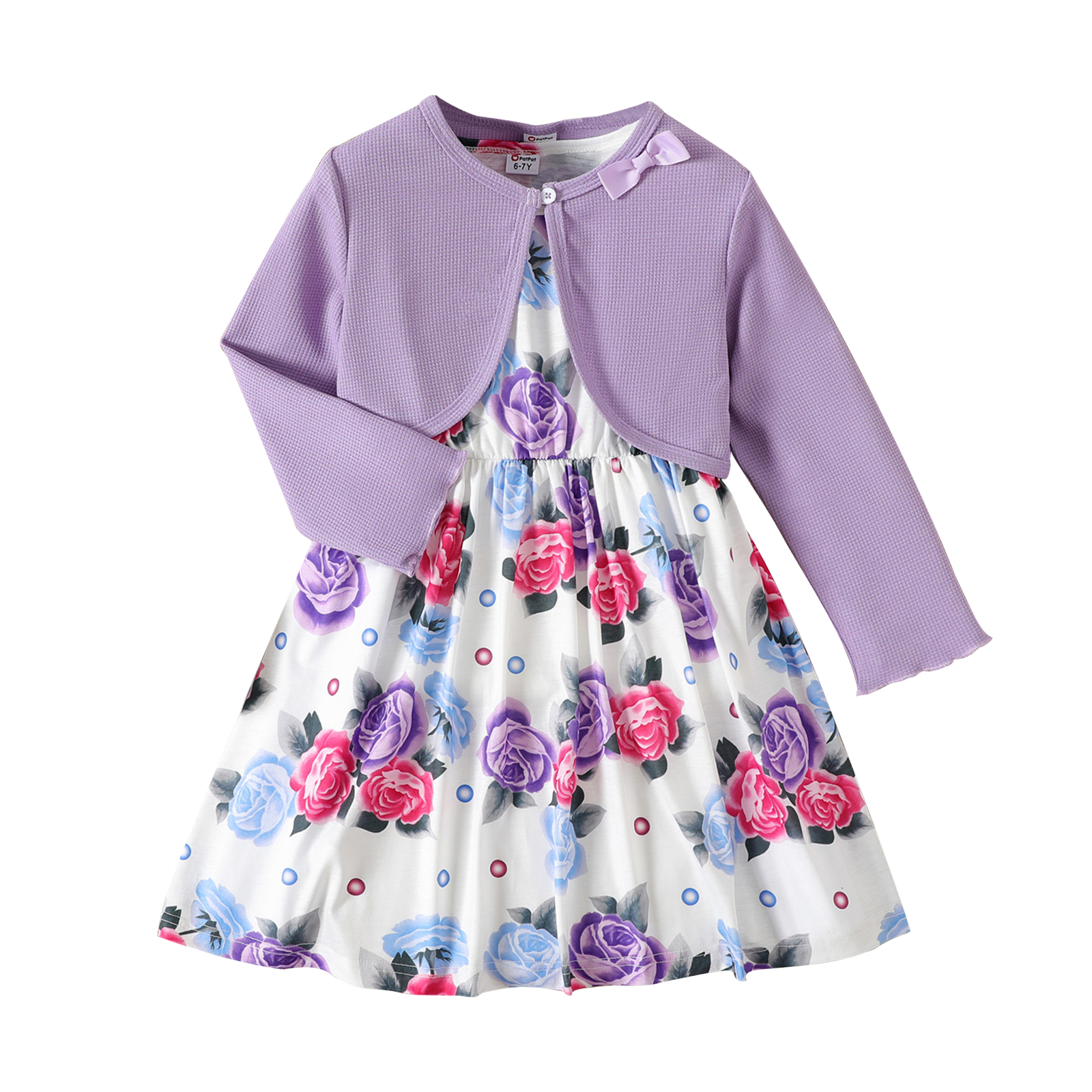 Luvable Friends Baby and Toddler Girl Dress and Cardigan 2pc Set, Pink