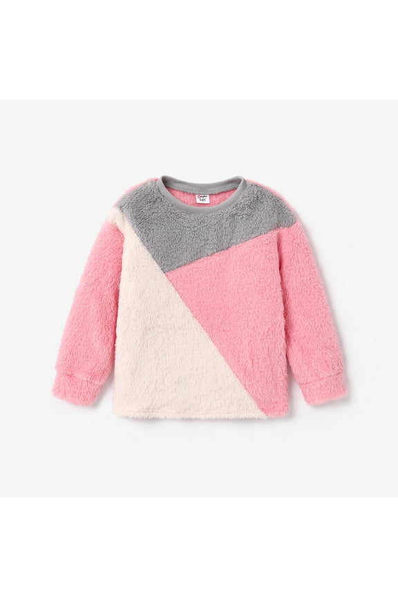 Kid Girl Sweet Colorblock Fleece Pullover Sweatshirt Size 5-12