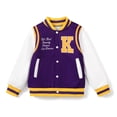 thumbnail image 1 of PatPat Kids Boys Girls Letter Prints Ribbed Color Blocking Bomber Jacket Outfits Gift Fall Sizes 5-12, 1 of 6