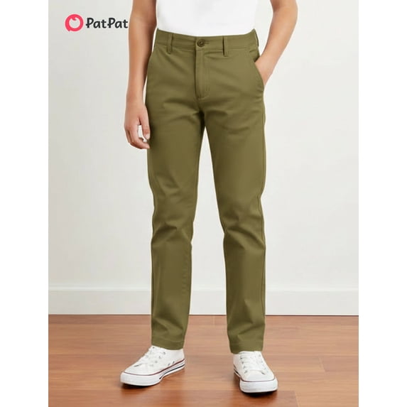 PatPat Kids Casual Pants Solid Straight Leg Pants with Pockets 7-8Y