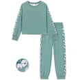 thumbnail image 1 of PatPat Kids Clothing 2 Piece Outfit Set Long Sleeve Top Pants Floral Side Print Green 7-8Y, 1 of 11