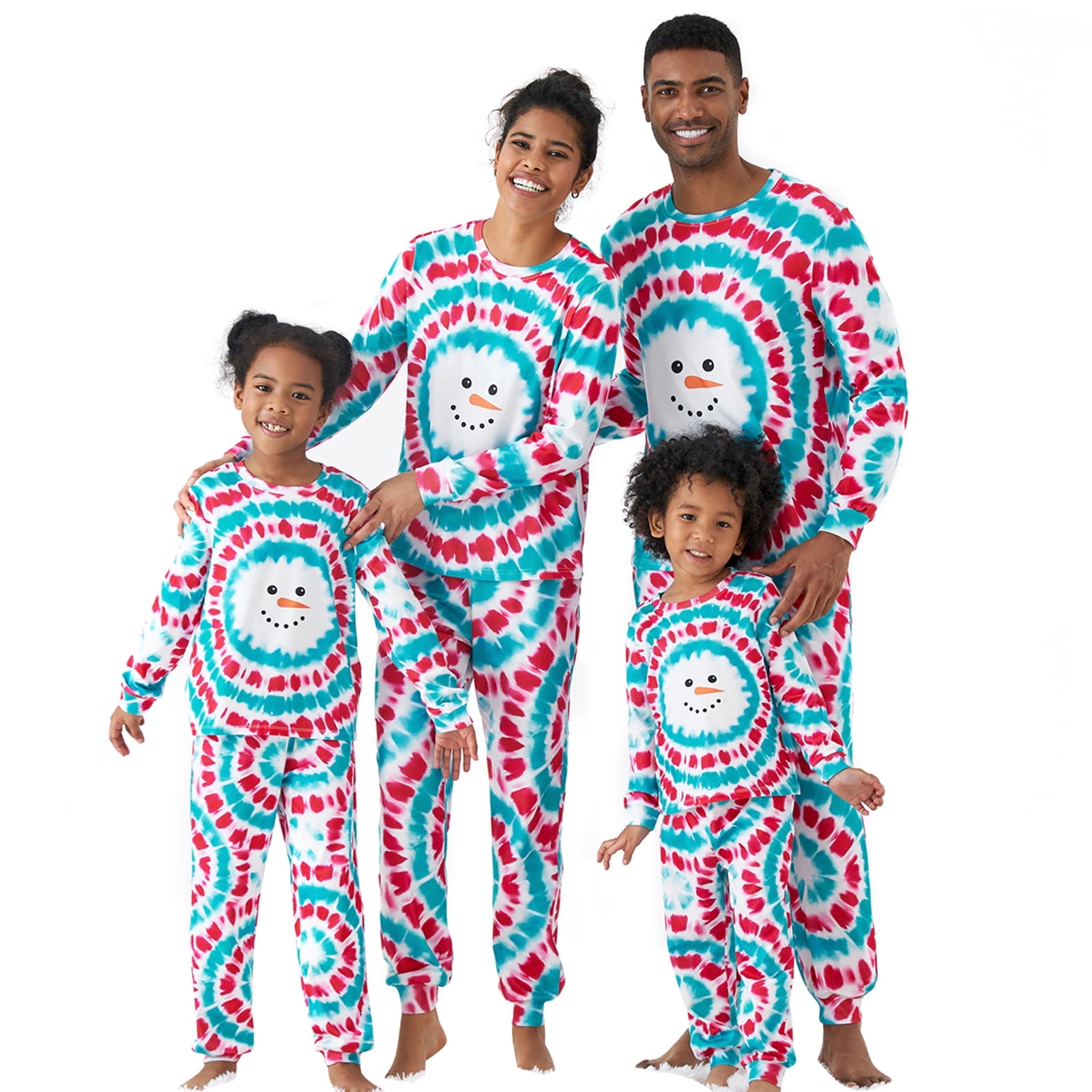 PatPat Kids Pajamas Christmas Snowman Tie Dye Print Family Matching Colorful Pjs Sleepwear Sets 4 5 Years Flame Resistant Walmart