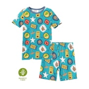 PatPat Kids Pajamas Viscose from Bamboo Toddler Boys Snug Fit Pajamas Short Sleeve Graphic Top & Pj Pants Breathable Sleepwear Sets, Turquoise, 7T
