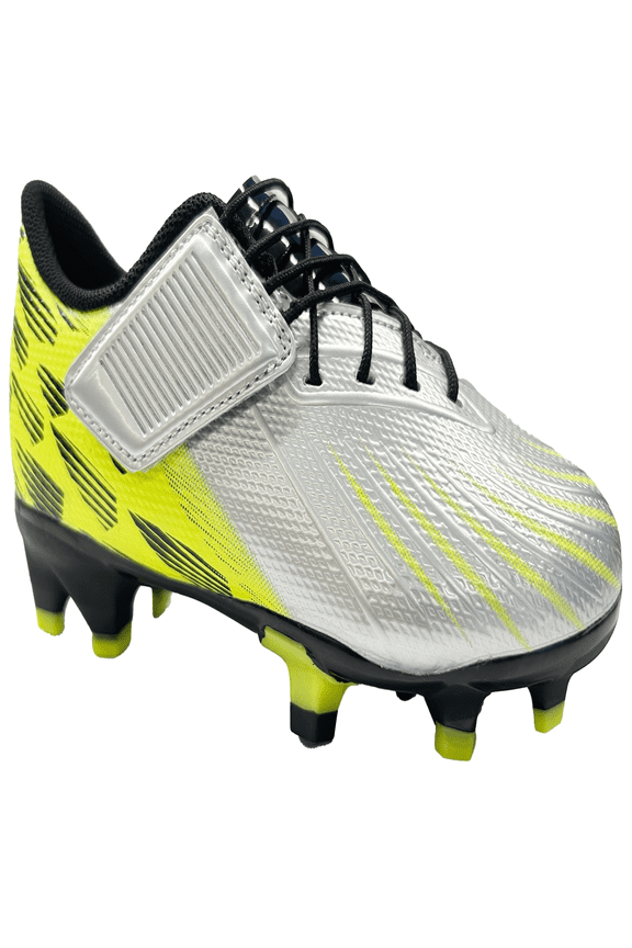 Kids Soccer Cleats – Outdoor Firm Ground and Turf Football Training Shoes for Little Big Boys and Girls, Silver Sizes 11