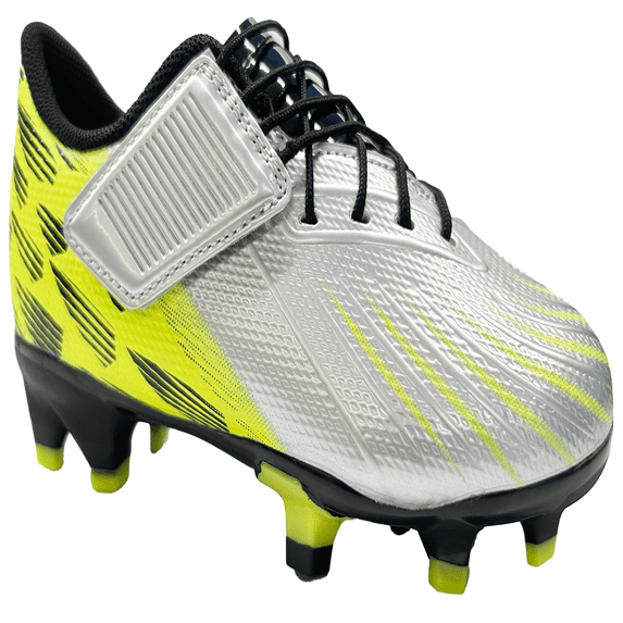 PatPat Kids Soccer Cleats – Outdoor Firm Ground and Turf Football Training Shoes for Little Big Boys and Girls, Silver Sizes 12