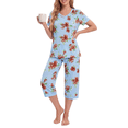 thumbnail image 1 of PatPat Lounge Sets for Women Pajama Sets 2 Piece Short Sleeve Top and Capri Pants Ladies Sleepwear PJ Sets Loungewear, Blue, S, 1 of 15