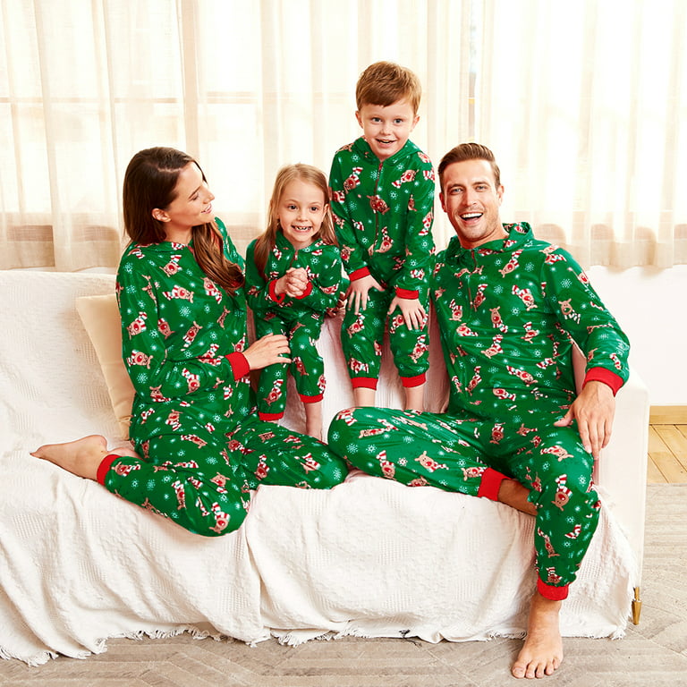 PatPat Mens Pajamas Christmas Family Pjs Matching Set Green Reindeer  Costume Lounge Set Sleep Union Suit One Piece 