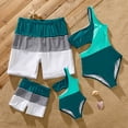 thumbnail image 1 of PatPat Mens Swim Trunks Family Matching Plant Print Ruffled Swim Shorts, Deep Turquoise, Dad XXL, 1 of 10