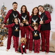 PatPat Christmas Pajamas Family Matching Pajamas Sets Letter Print Childlike Long Sleeve Pjs, Dark blue, 8-9 Years