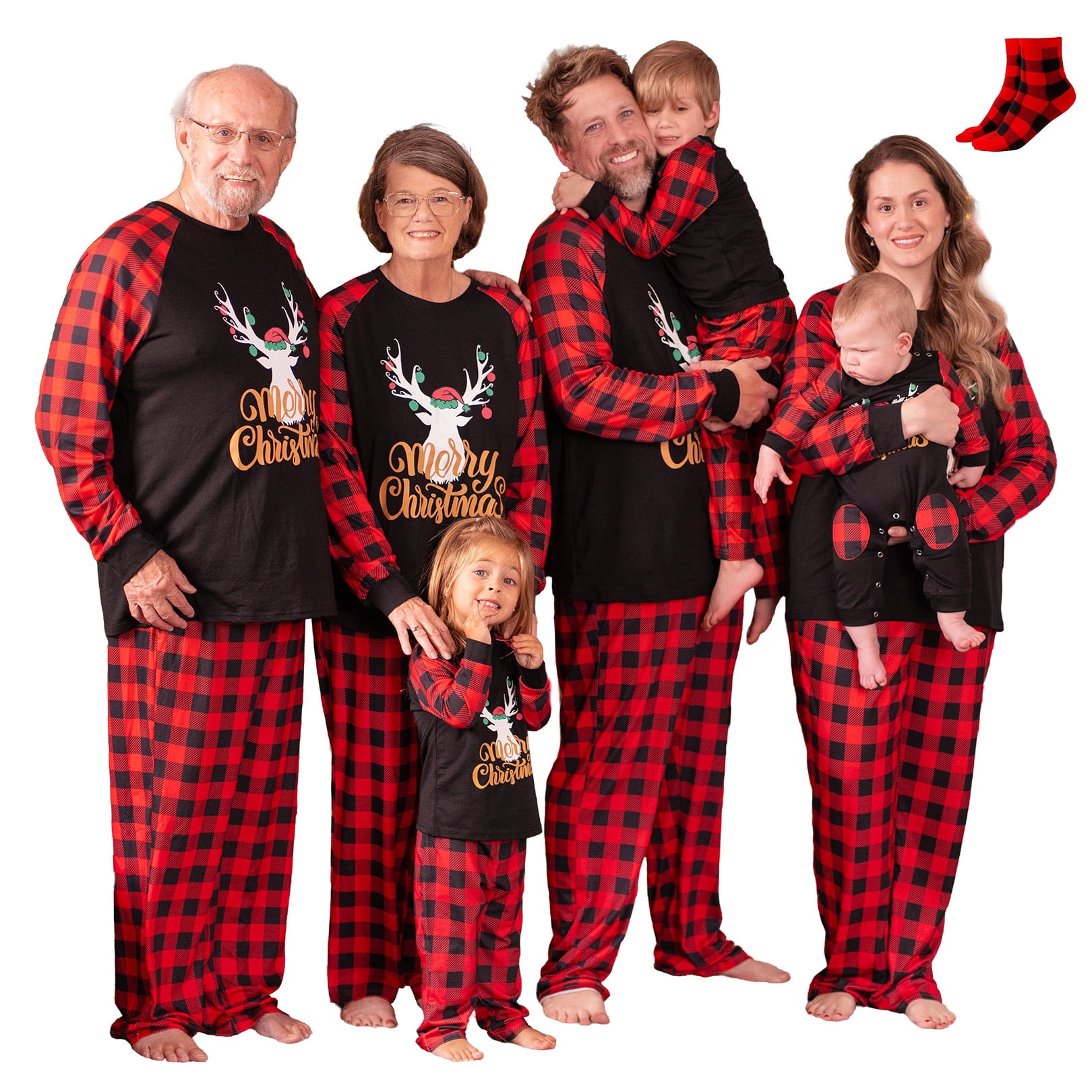 PatPat Merry Christmas Pajamas Family Matching 2 Piece Holiday Pjs Sets ...