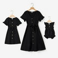 thumbnail image 1 of PatPat Mommy and Me Dresses Family Matching Outfits Mother's Day 100% Cotton Button Front Solid V Neck Ruffle-sleeve Belted Dresses Toddler Girl 2T Black Dress, 1 of 13