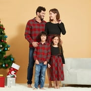 PatPat Mommy and Me Dress Plaid Series Family Matching Couple Sets Dresses Polo Long Sleeve Shirts Rompers