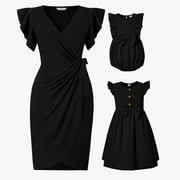 PatPat Mommy and Me Dresses Family Matching Outfits Mother's Day Girl 6-7T Black Dress