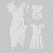 PATPAT Mommy and Me Dresses Family Matching Outfits Mother's Day Toddler Girl 2T White Dress
