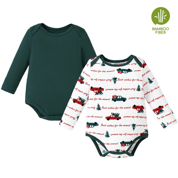 PatPat Newborn Baby Boy Clothes Baby Bodysuits Romper with Bamboo Viscose Short Sleeve Boys Newborn Infant Clothes 2Pack 18-24 Months