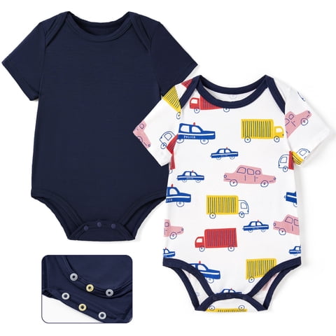 PatPat Newborn Baby Clothes Baby Girl Bodysuits Romper with Bamboo Viscose Short Sleeve Boys and Girls Newborn Infant Unisex Clothes 2Pack