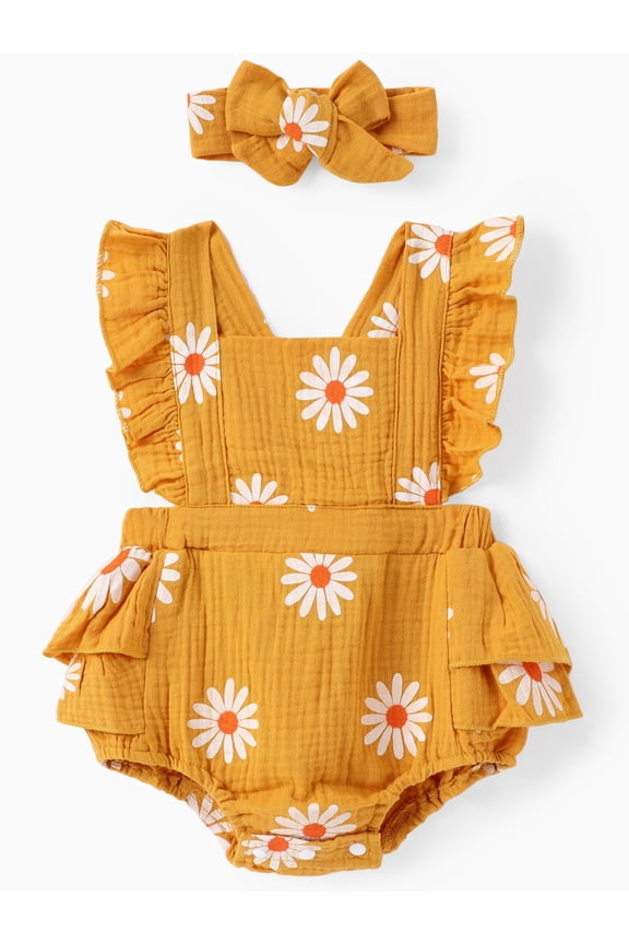 Newborn Baby Girl Clothes 100% Cotton Baby Romper Sleeveless Short Jumpsuit Summer Clothes Outfit Set, 0-3 Months