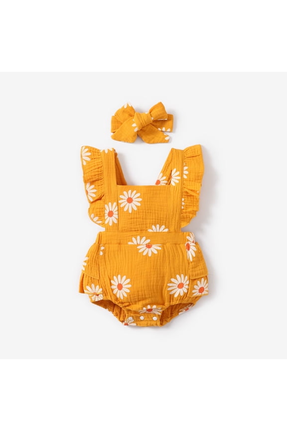 Newborn Baby Girl Clothes 100% Cotton Baby Romper Sleeveless Short Jumpsuit Summer Clothes Outfit Set, 0-3 Months