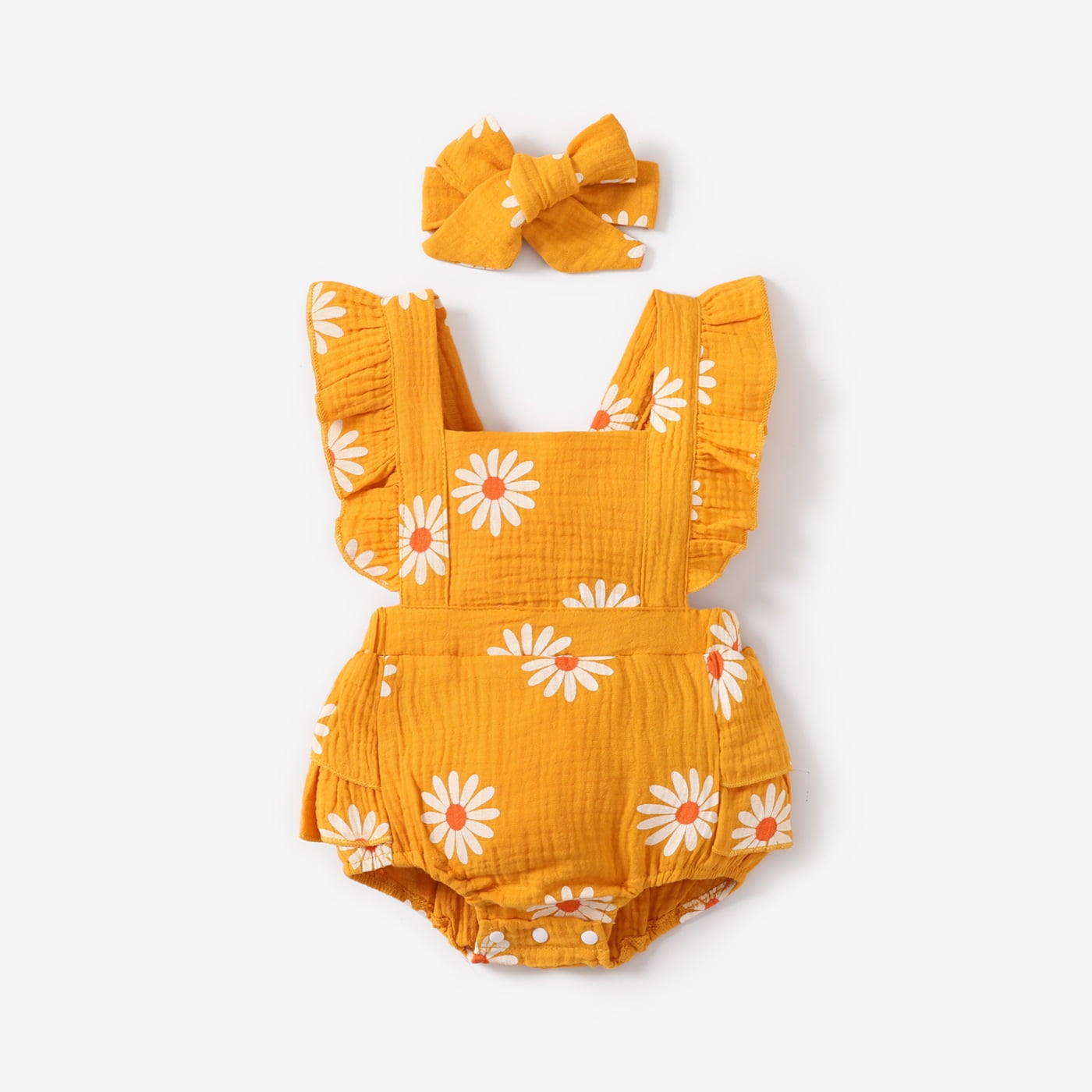 Newborn Baby Girl Clothes 100% Cotton Baby Romper Sleeveless Short Jumpsuit Summer Clothes Outfit Set, 3-6 Months