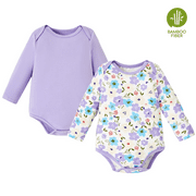 PATPAT Newborn Baby Girl Clothes Baby Bodysuits Romper with Bamboo Viscose Long Sleeve Girls Newborn Infant Clothes 2Pack 0-3 Months