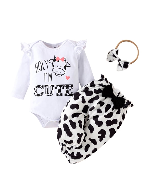 Newborn Baby Girl Clothes Long Sleeve Romper Bodysuit and Pants Outfit Set, 0-3 Months